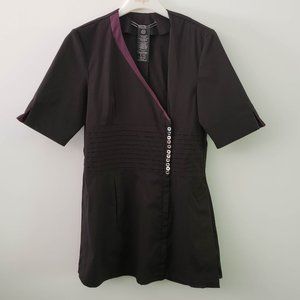 NOEL ASMAR - black and purple scrub tunic - Size XS